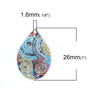 P1169 - 10 pcs Multicolor Teardrop Metal Enamel Dangle Charms Pendants - 26mm x 17mm - 1.1" - Groovy - Great for Earrings, Dangles!