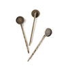 H073 -  10 pcs. - Antique Bronze Hair Bobby Pins Cabochons Bezels - 62mm x 14mm - 12mm Glue Pad