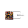 CA204B - 100 pcs Druzy Resin Embellishment Cabochons Magenta Red Pink Multicolor AB - 12mm - Square