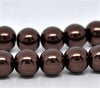 BD660 - 10mm Brown Coffee Glass Pearl Imitation Round Beads - 16 inch strand (Approx. 40 beads per strand) - Hole Size: 0.7mm