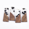 P2200 - 4 pcs. Resin and Wood Trapezoid Flat Pendant - 50mm x 19mm - (2" x 0.75") - Black and White Polka Dots - Great for Earrings and Necklaces!