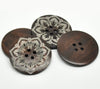 BU022 - 10 pcs Extra Large Wood Buttons - 60mm - 4 holes - Design C