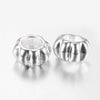 BD690 - 50 pcs Shiny Silver Corrugated Striped METAL Rondelle Spacer Beads - 12mm - Large Hole: 5.5mm - Fits European Cords and Paracord!