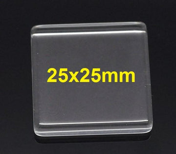 CA285 - 10 pcs. Square Clear Glass Dome Seals Tiles - 25mm (1 in)