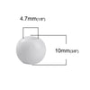 BD225 - 100 pcs White Smooth Ball Spacer Beads - 10mm - Large Hole: 4.7mm - Fits European Cords and Paracord!