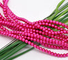 BD697 - 4mm Pink Glass Pearl Imitation Round Beads - 32 inch strand - Approx. 210 beads - Hole Size: 1mm