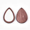 P2106 - 4 pcs. White and Brown REAL Leather Cowhide over Wood Dangle Pendants - Rattan - Teardrop - 46mm (1.81") - Great for Earrings or Dangles!