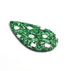 P1192 - 10 pcs. Green Glitter Faux Leather Dangle Charms Pendants - Teardrop - 56mm (2.2") - Great for Light Earrings - Double-Sided - Polka Dots