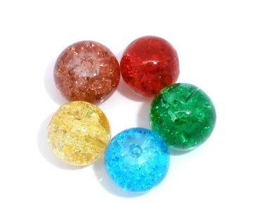 BD162 - 100 pcs Crackle Beads, Glass, 8mm - Assortment (5 Colors)