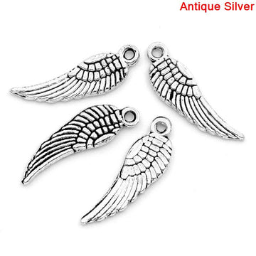 P339 - 50 pcs. SMALL Tibetan Antique Silver Tone Wings Charms - 17x5mm
