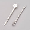H058 - 50 pcs. Silver Plated Bobby Pins - 8mm Glue Pad - Ripple Pattern - 52mm x 8mm (2.05 in x 3/8 in)