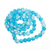 BD292 - 10mm - 80 pcs Blue Clear Crackle Glass Round Beads - 31.5 inch strand - Hole Size: 1.3mm