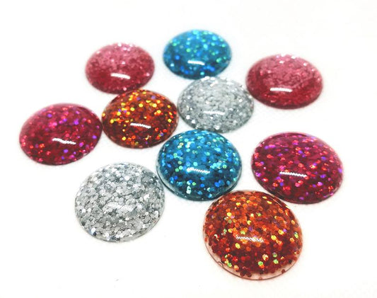 CA625 - 10 pcs Druzy Resin Embellishment Cabochons - 25mm (1 inch) - Glitter Style - Assortment - Solid