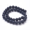 BD350 - 39 Beads - 10mm Imitation Agate Black Frosted Round Beads - 15" strand - Approx 38-39 beads per strand - Hole Size: 1.2mm - Matte