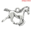 P202 - 10 pcs. Antique Silver Horse Charms Pendants - 15mm x 19mm - Double Sided