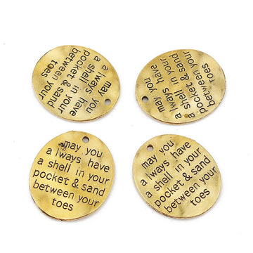 P679 - 10 pcs. Antique Gold Oval "May you always have a shell in your pocket and sand between your toes" Charms Pendants - 30mm X 26mm