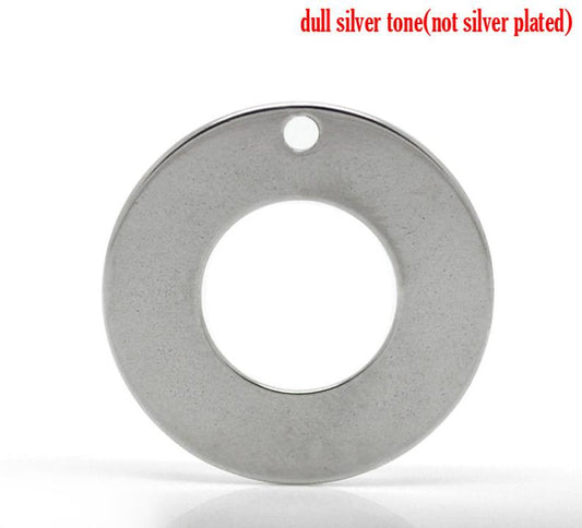P985 - 10 pcs. Stainless Steel Circle Ring Stamping Tags - 20mm (6/8" inch)