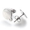 E492 - 10 pcs. (5 pairs) 304 Stainless Steel Silver Tone Earring Posts/Bases/Studs/Settings - 12.5mm x 10mm - 10mm Diameter - Hole Size: 1.4mm
