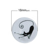 CA280 - 10 pcs Circle Black and White Cat Glass Round Dome Seals Tiles Cabochons - 18mm