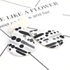 P1043 -10 pcs. White and Black Stripe Dot Faux Leather Dangle Charms Pendants - Teardrop - 56mm (2.2") - Great for Earrings! Double Sided