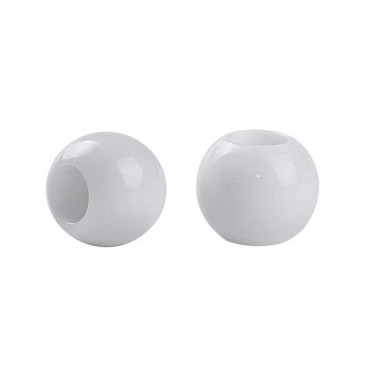 BD225 - 100 pcs White Smooth Ball Spacer Beads - 10mm - Large Hole: 4.7mm - Fits European Cords and Paracord!