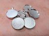 P973A - 5 pcs. Silver Plated Pendant Trays Circle Posts Settings Bezels Cabochons - 25mm Glue Pad Setting (1 inch) - Double-Sided - High Quality