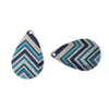P870 - 10 pcs Silver Tone and Blue Multicolor Teardrop Metal Enamel Dangle Charms Pendants - 28mm x 18mm - 1.1" - Zig Zag - For Earrings, Dangles
