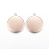 P018 - 10 pcs. 304 Stainless Steel Circle Round Bezel Pendant Tags Trays - 18mm Glue Pad Setting - Rose Gold - Tarnish Resistant!