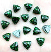 CA969 - 10 pcs Resin Embellishment Cabochons - Green and Gold - Metal Foil - 10mm - Faceted Design - Triangle
