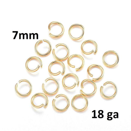 J288 - 50 pcs 304 Stainless Steel Golden Open Jump Rings 7mm - 18 Gauge (1mm Thick) - Tarnish Resistant!