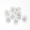 BD690 - 50 pcs Shiny Silver Corrugated Striped METAL Rondelle Spacer Beads - 12mm - Large Hole: 5.5mm - Fits European Cords and Paracord!