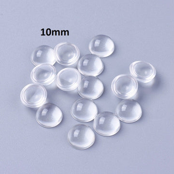 CA582A - Lot of 20 Circle Clear Round Glass Dome Seals Tiles - 10mm (0.4 in) - 3.5mm Thick - Flatback