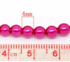 BD697 - 4mm Pink Glass Pearl Imitation Round Beads - 32 inch strand - Approx. 210 beads - Hole Size: 1mm