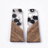 P2200 - 4 pcs. Resin and Wood Trapezoid Flat Pendant - 50mm x 19mm - (2" x 0.75") - Black and White Polka Dots - Great for Earrings and Necklaces!