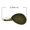 E215 - 10 pcs. Antique Bronze Earring Clips Settings Lever Back Bezels Cabochons - 25mm x 18mm Glue Pad Setting - Teardrop