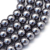 BD104 - 4mm Silver Charcoal Glass Pearl Imitation Round Beads - 32 inch strand - Approx. 210 beads - Hole Size: 1mm