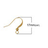 E533 - 100 pcs (50 pairs) Gold Plated with Flat Earring Hooks - 17mm x 19mm - Hole Size: 2.1mm - Made of Copper! High Quality!