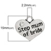 P054 - 4 pcs. Antique Silver "Step Mum of Bride" charm with rhinestone - 17mm X 15mm