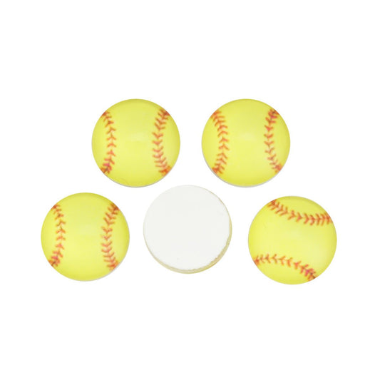 CA733 - 10 pcs Circle Softball Ball Sports Glass Round Dome Seals Tiles Cabochons - 10mm