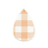 P1089 - 10 pcs Orange and White Faux Leather Dangle Pendants - Teardrop - Gingham Pattern - 56mm (2.2") -Great for Earrings or Dangles! Double-Sided