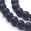 BD350 - 39 Beads - 10mm Imitation Agate Black Frosted Round Beads - 15" strand - Approx 38-39 beads per strand - Hole Size: 1.2mm - Matte