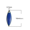 P1029 - 10 pcs Marquise Metal Enamel Dangle Charms Pendants - 16mm x 5mm - 0.6" - Blue - Gold Frame - Great for Earrings, Dangles!