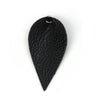 P644 - 10 pcs. Black Faux Leather Dangle Charms Pendants - Pinch Leaf - Silver Tone Jump Ring - 63mm (2.5") - Great for Light Earrings or Dangles