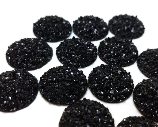 CA638 - 10 pcs Druzy Resin Embellishment Cabochons Black - 25mm (1 inch) - Dome