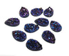 CA660 - 10 pcs Druzy Resin Embellishment Cabochons Magenta Purple Indigo Multicolor - 14x10mm - Teardrop - 14mm x 10mm - 3mm Thick