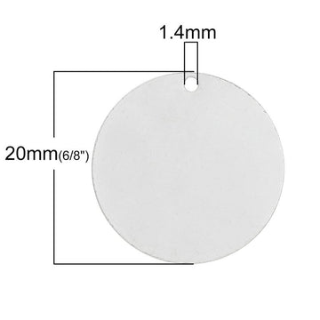 P986 - 25 pcs. Silver Plated Circle Round Stamping Tags- 20mm