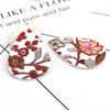P226 - 10 pcs. White and Red Multicolor Floral Embroidered Faux Leather Dangle Charms Pendants - Teardrop - 56mm (2.2") - Double Sided