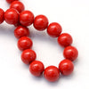 BD795 - 6mm Candy Red Glass Pearl Imitation Round Beads - 32 inch strand - Hole Size: 1mm - Approx. 140 pcs.