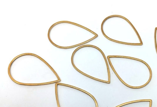 P1107 - 10 pcs Stainless Steel Golden Teardrop Metal Dangle Charms Pendants - 26mm x 17mm - 1.02" - Great for Making Fringe Earrings and Dangles!