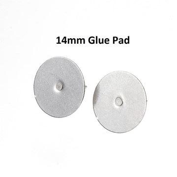 E398 - 50 pcs. (25 pairs) 304 Stainless Steel Earring Posts/Bases/Studs/Settings with Rubber Backs - 12mm x 14mm - 14mm Glue Pad